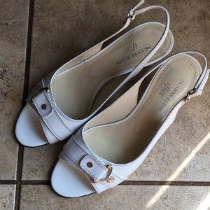 AK Anne Klein Leather open toe sling back heel 7